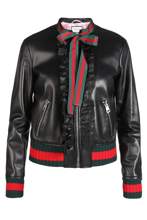 gucci navy 25 leather jacket|gucci leather jacket women's.